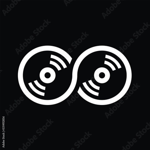 Obraz Music logo template. Musical note and vinyl record vector design. Turntable illustration