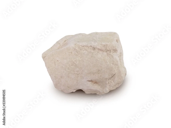 Fototapeta A specimen of diatomite isolated on white background. Diatomaceous earth or diatomite is a light-colored sedimentary rock composed chiefly of siliceous shells of diatoms.