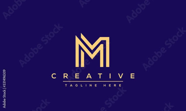 Obraz Unique modern creative elegant Letter M logo design or MM initials vector monogram symbol.