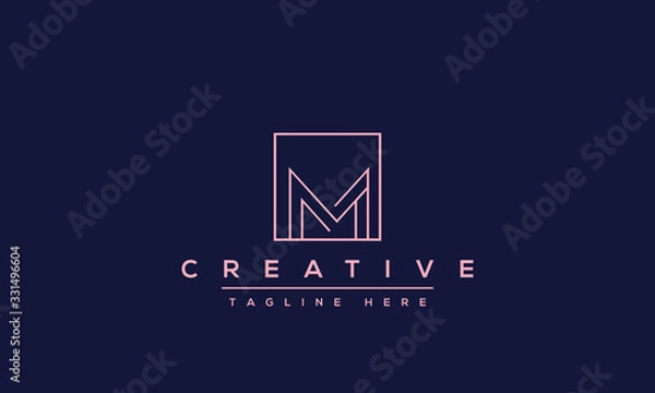 Obraz Unique modern creative elegant Letter M logo design or MM initials vector monogram symbol.