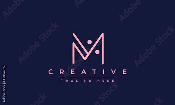 Obraz Unique modern creative elegant Letter M logo design or MM initials vector monogram symbol.