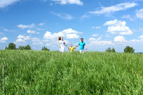 Fototapeta family with son on the meadow