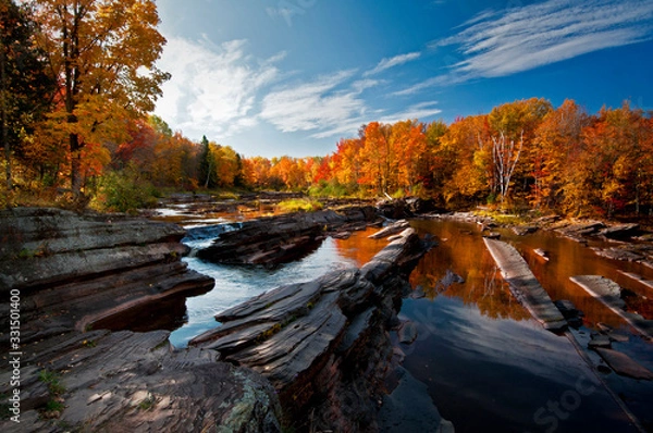 Obraz Fall colors at Bonanza Falls on the Big Iron River in Michigan's Upper Peninsula.