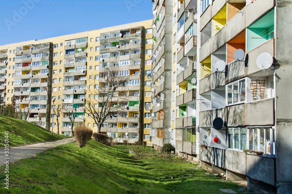 Fototapeta communist settlement, blocks of flats in Elblag, Poland