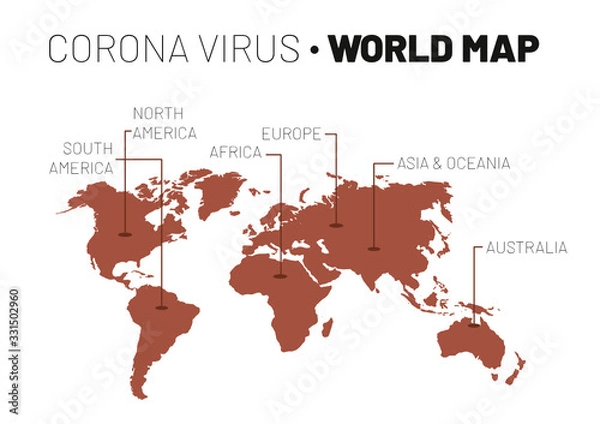Fototapeta world map corona virus