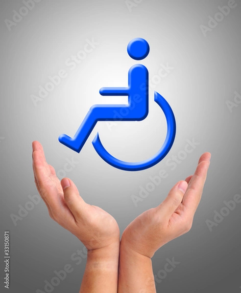 Fototapeta Conceptual image, care for handicapped person.