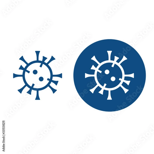 Fototapeta Blue icon with a drawn coronavirus. Option in a circle and without it. Vector isolated illustration.