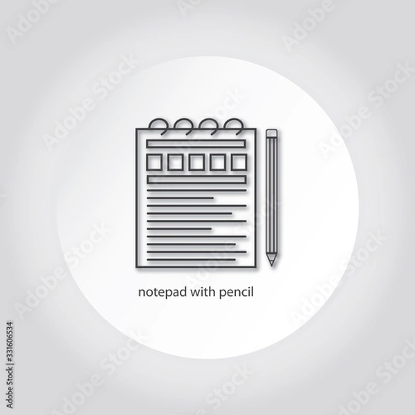 Fototapeta notepad with pencil line icon