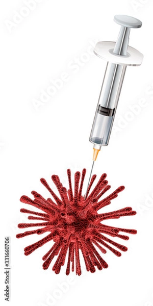 Fototapeta Representación de la aplicación de una vacuna contra el virus