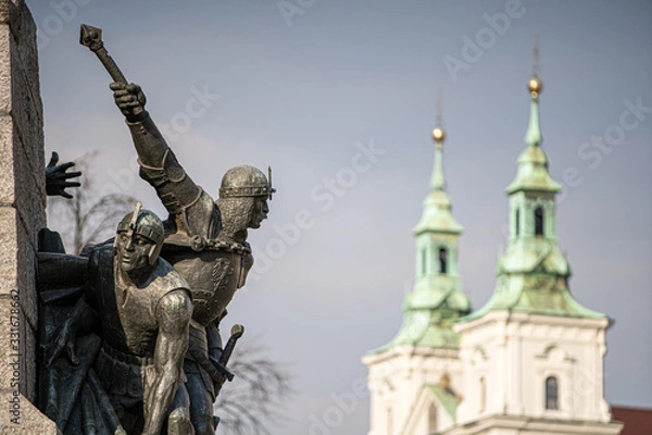 Fototapeta Jan Matejko Square. Grunwald Monument in Krakow. Poland