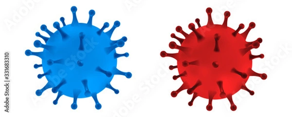 Fototapeta Flu COVID-19 virus cell virus background. China pathogen respiratory coronavirus 2019-ncov flu outbreak medical illustration. Background with realistic 3d red virus cells