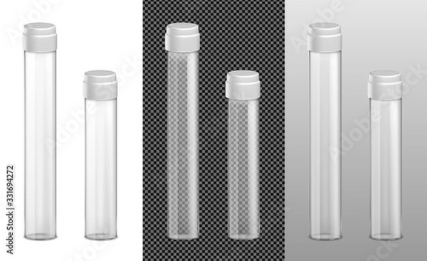Obraz Vector  transparent glass bottle with lid for oil or juice