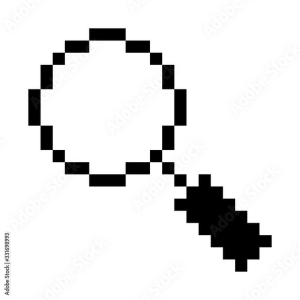 Fototapeta vector pixel art flat icon of search loup symbol