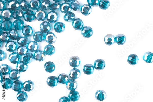 Obraz close up multi colored beads heap isolated on white