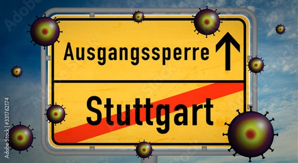 Fototapeta Stuttgart Corona Covid-19 Ausgangssperre Pandemie Söder Virus