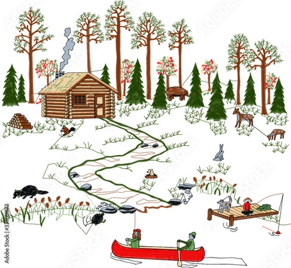 Obraz winter landscape with house