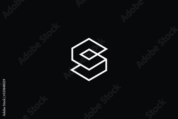Fototapeta Minimal elegant monogram art logo. Outstanding professional trendy awesome artistic 3D S SC CS initial based Alphabet icon logo. Premium Business logo White color on black background