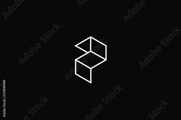 Fototapeta Minimal elegant monogram art logo. Outstanding professional trendy awesome artistic 3D P PP initial based Alphabet icon logo. Premium Business logo White color on black background