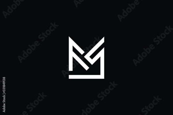 Fototapeta Minimal elegant monogram art logo. Outstanding professional trendy awesome artistic FS SF MS SM initial based Alphabet icon logo. Premium Business logo White color on black background