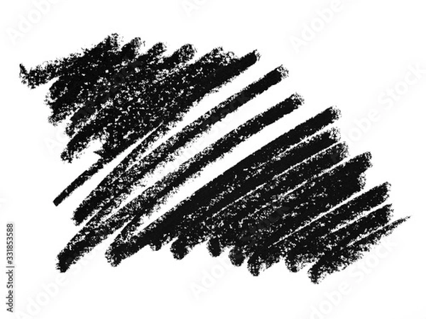 Fototapeta Abstract crayon on white background. Black crayon scribble texture. Wax pastel spot. Black abstract crayon background. It is a hand drawn.