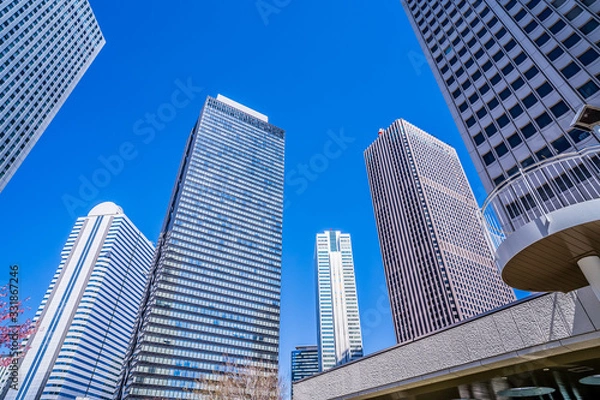 Fototapeta 東京 新宿 西新宿 高層ビル 青空 