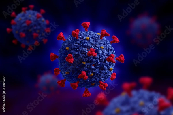 Obraz Corona virus COVID 19 microscope illustration. 3D render