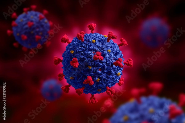 Obraz Corona virus COVID 19 microscope illustration. 3D render