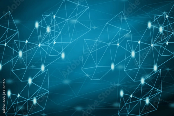Fototapeta Business network connection on gradient color background