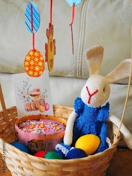 Fototapeta easter cake and eggs