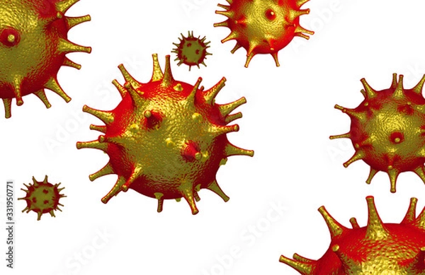 Fototapeta Chinese coronavirus COVID-19. 3d render of a virus. 3d render of a virus on white background.