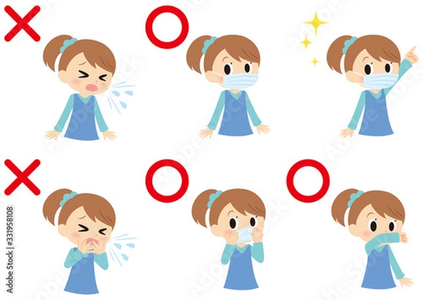 Fototapeta 女の子の咳エチケット