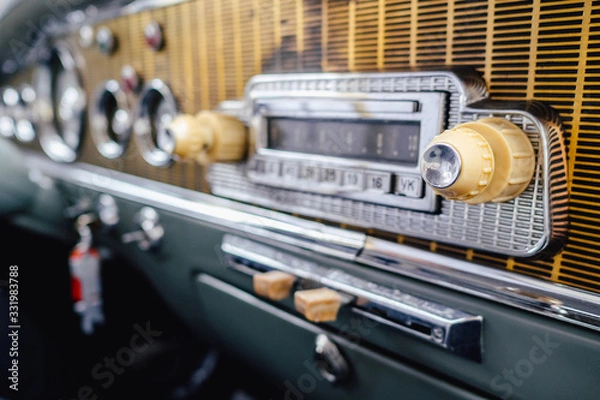 Obraz Old timer car radio dashboard close up