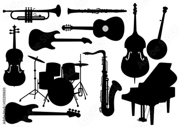Obraz Wektor sylwetki instrumentów muzycznych