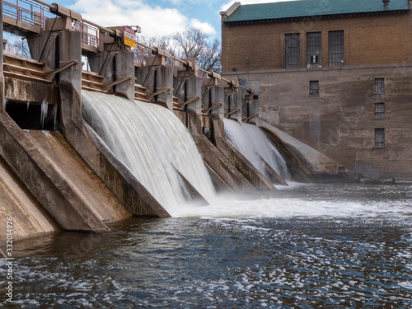 Obraz old small dam on the river