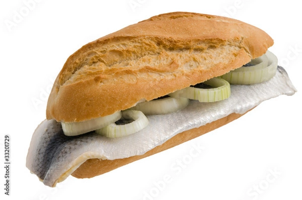 Fototapeta Fischbrötchen mit Bismarckhering