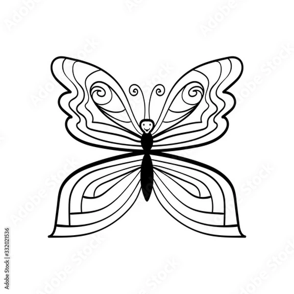 Fototapeta Butterfly. Hand drawn coloring book element. Vector Illustration.