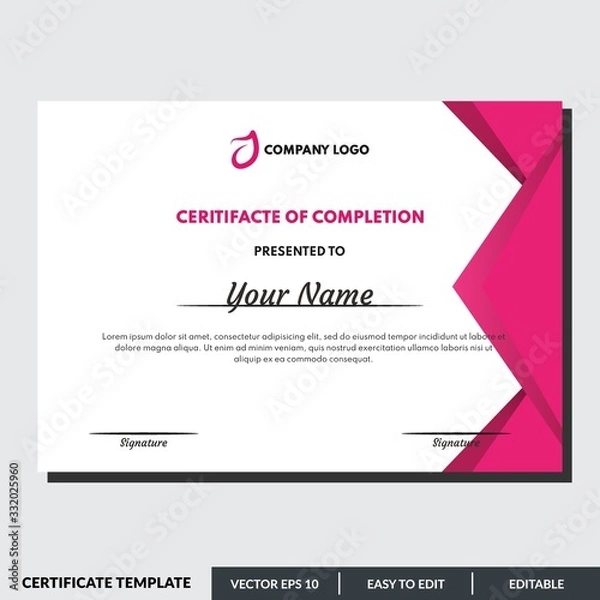 Fototapeta Certificate template for completion. Modern professional creative certificate template.