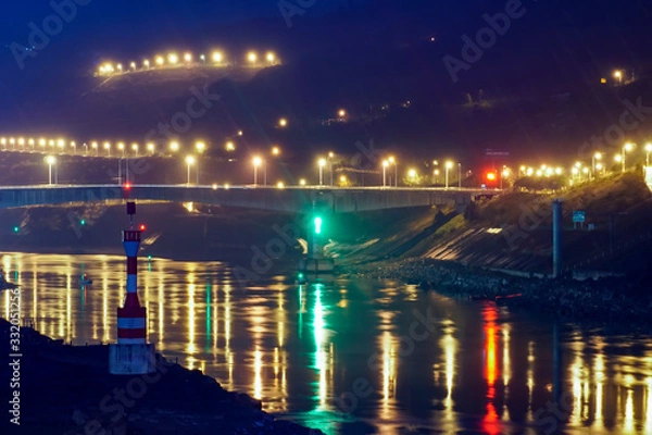 Fototapeta Night scene on both sides of jinsha river