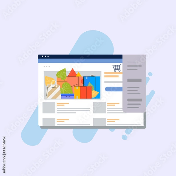 Obraz Online shop illustration, e-commerce in web illustration, vector isolated.