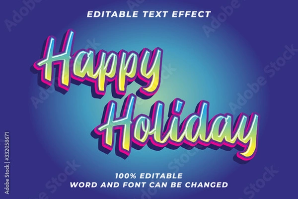 Obraz Summer Holiday text style effect Premium Vector