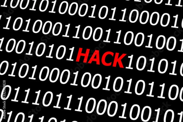 Fototapeta The hacked in binary code.