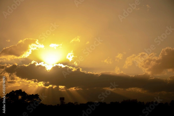 Obraz Yellow sky background image at sunrise or sunset
