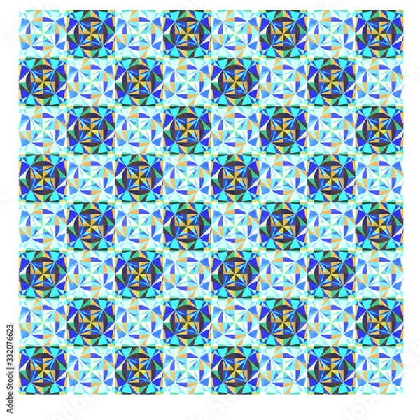 Fototapeta Pattern with abstract geometric ornament. Multicolor hand drawing. triangles squares geometric shapes. Print textile