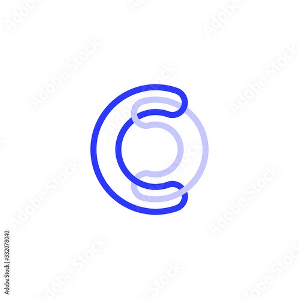 Fototapeta Abstract vector linear logo monogram combination of letters L and O, thick stroke