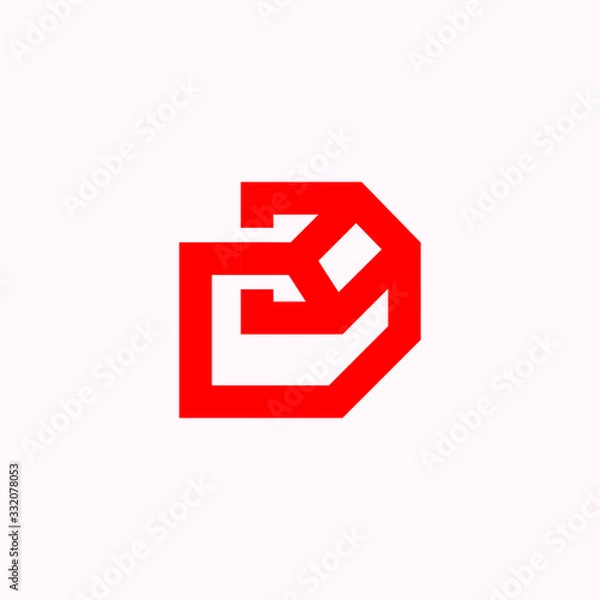 Fototapeta The letter D - smple vector  logo in a modern flat, linear style. 