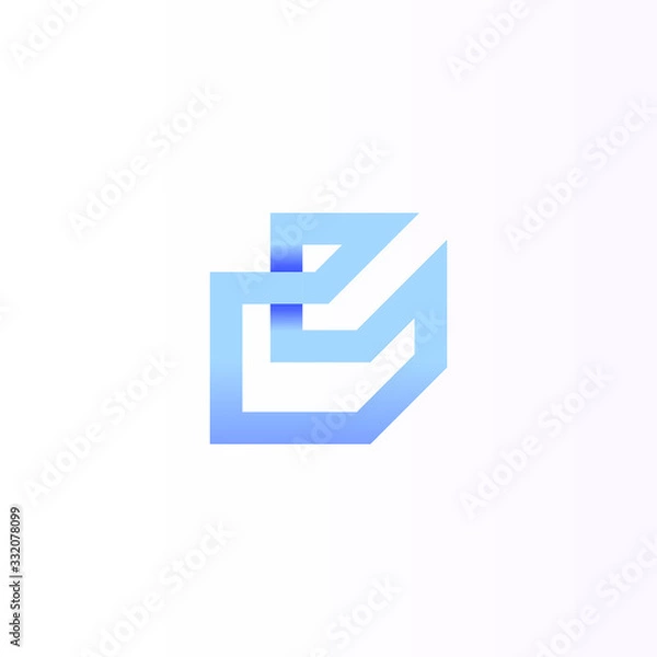 Fototapeta The letter D - box abstract linear logo symbol. 