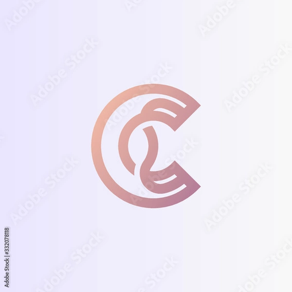 Fototapeta Abstract figure. Letter C vector logo, linear monogram symbol in the shape of a ball with a thick outline.