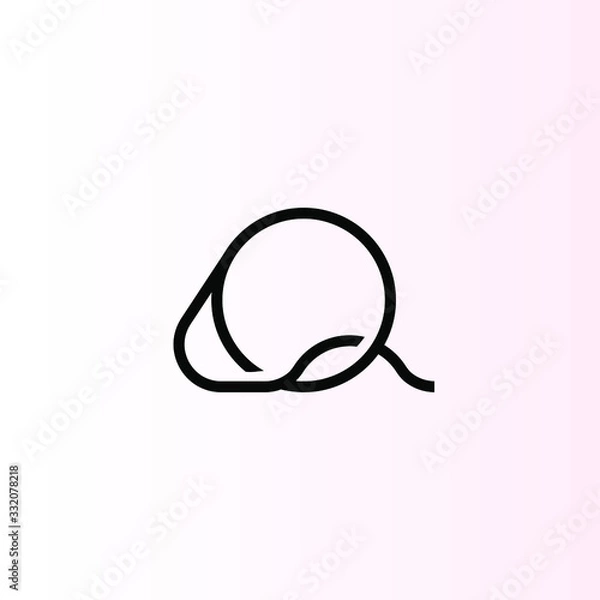 Fototapeta letter Q round thin linear minimalist vector logo