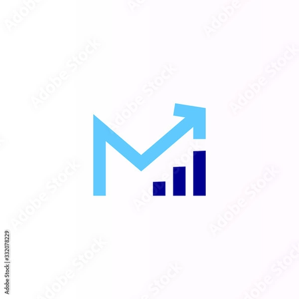 Fototapeta The letter M Arrow vector logo rating. Asset Growth Scale