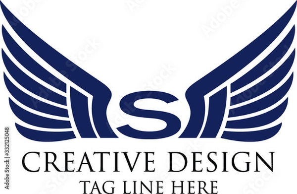 Fototapeta  Win S letter logo.Winged frames.